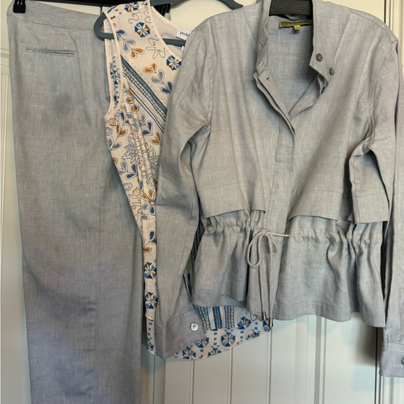 Sigrid Olsen linen jacket with matching wide leg pant.Includes blouse.Size large - Picture 12 of 16